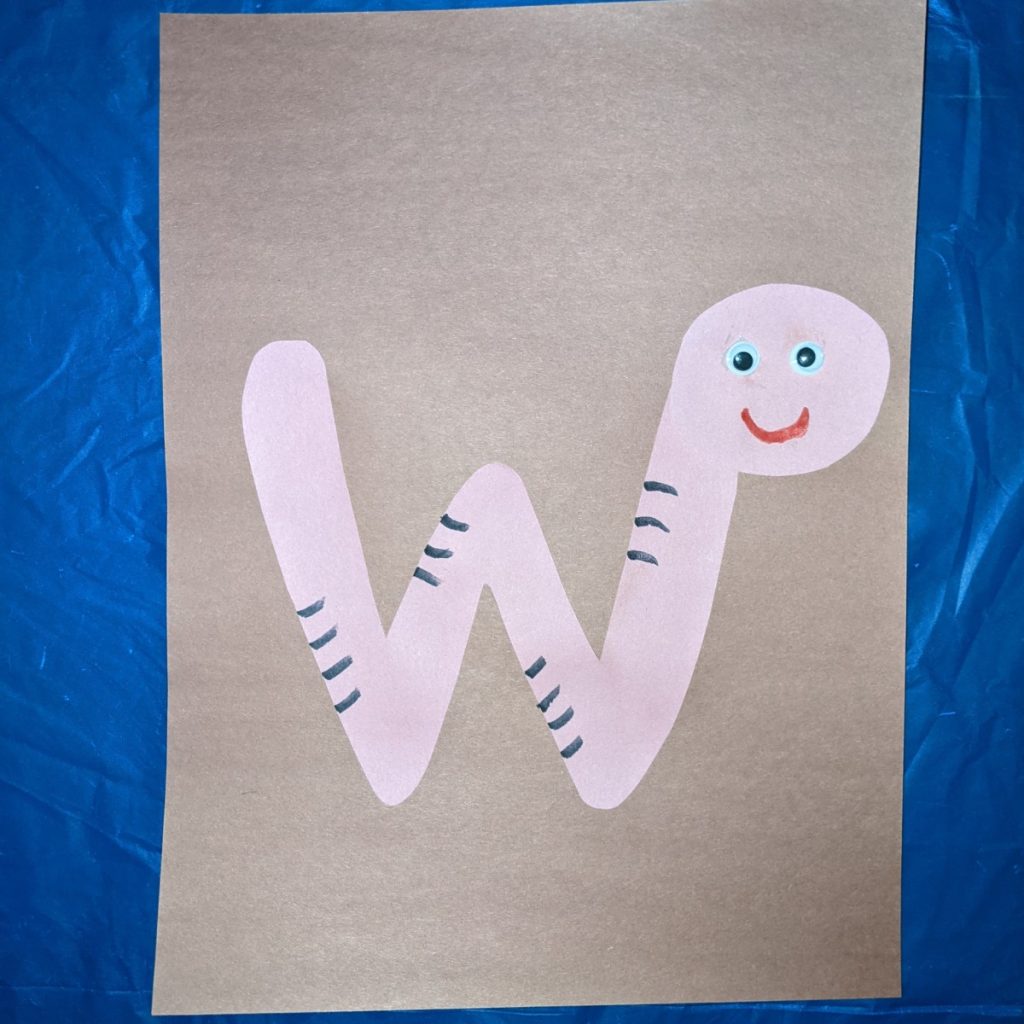 Lowercase Letter W Craft for Preschool Worm Craft
